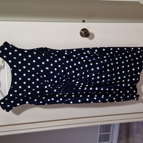 Navy blue and white polka dot midi dress - Picture 1 of 6